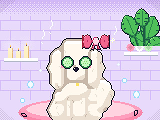 Spa Day: Spa day. Bow: perfect. Floof: maximum.